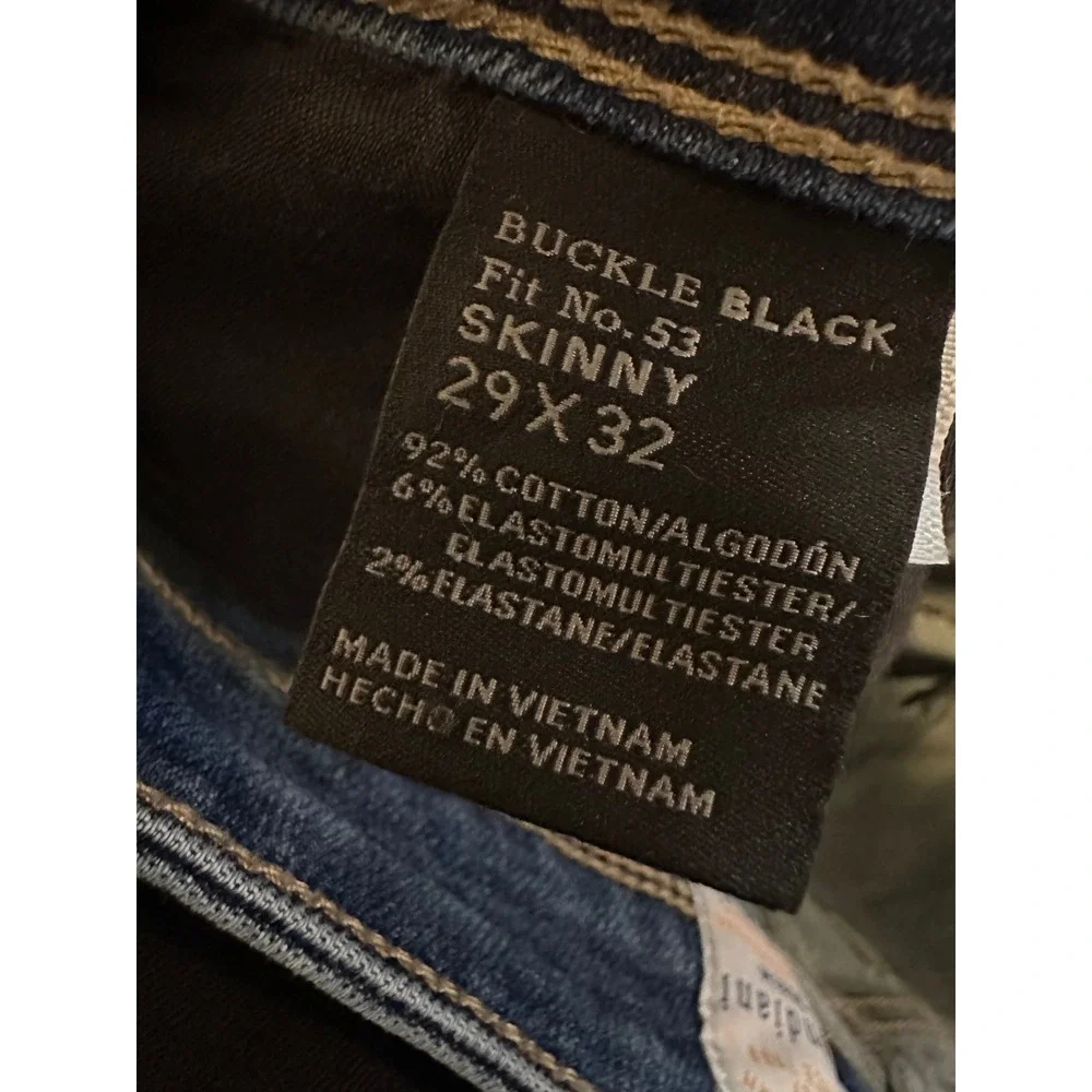 BKE Buckle Black Fit No 53 Skinny Jeans Mens 29x32‎ Candiani Italian Denim